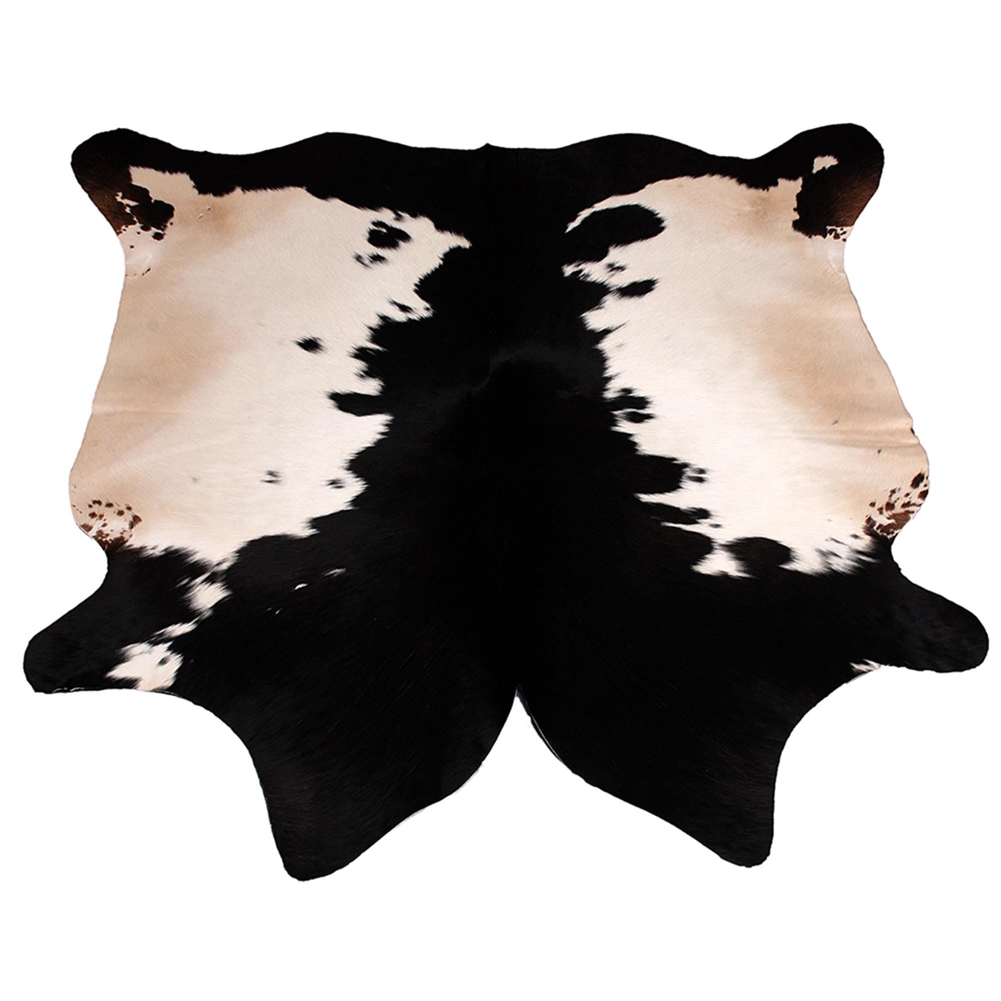 Luxurious Medium Brown & White Cowhide Rug with Hypoallergenic Properties - Unique Animal Pattern - Handcrafted Natural Hide for Timeless