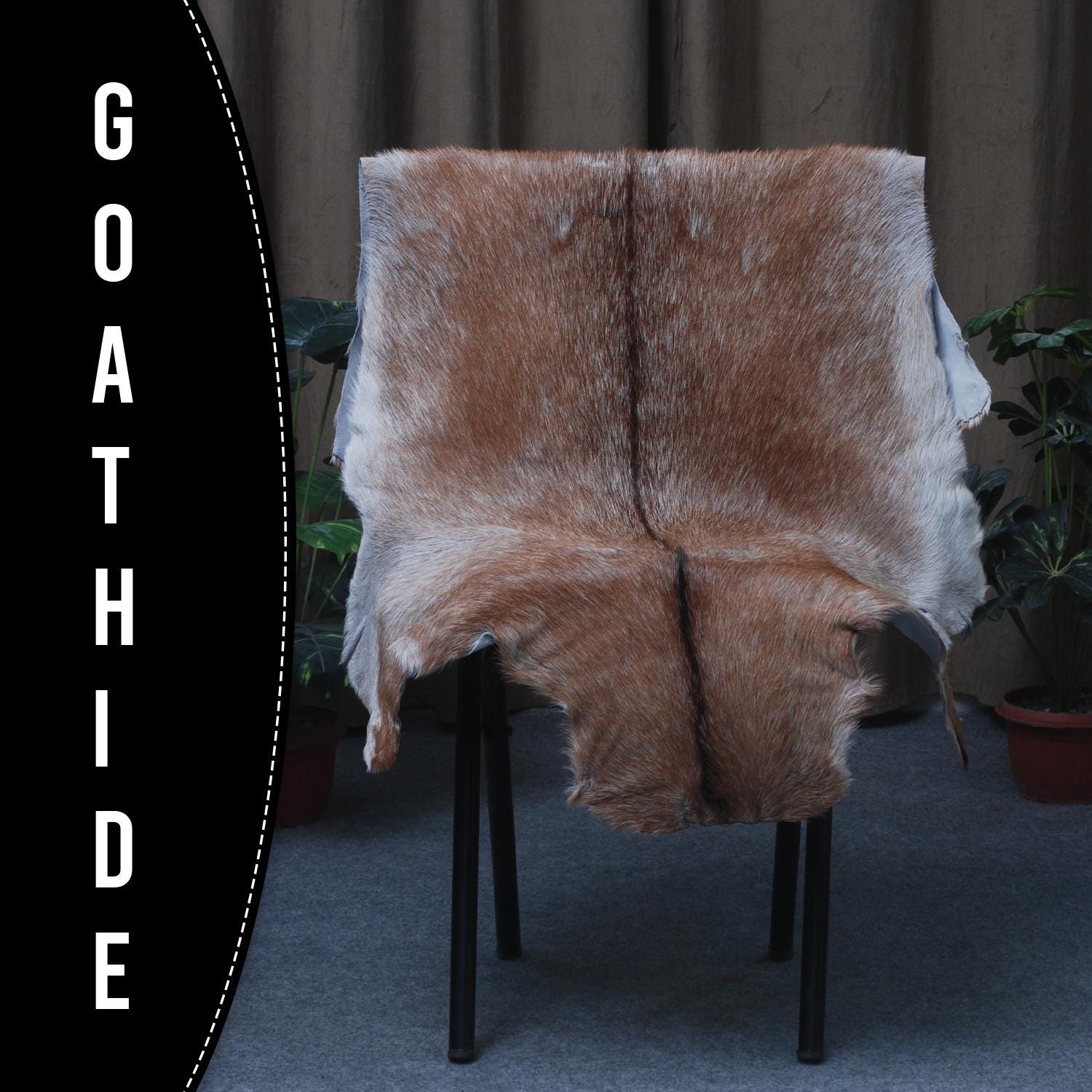 Luxurious Handpicked Brown & White Premium Goat Skin Rug - Eco-Friendly - Sustainable, Non-Slip Suede Back, Hypoallergenic - Timeless