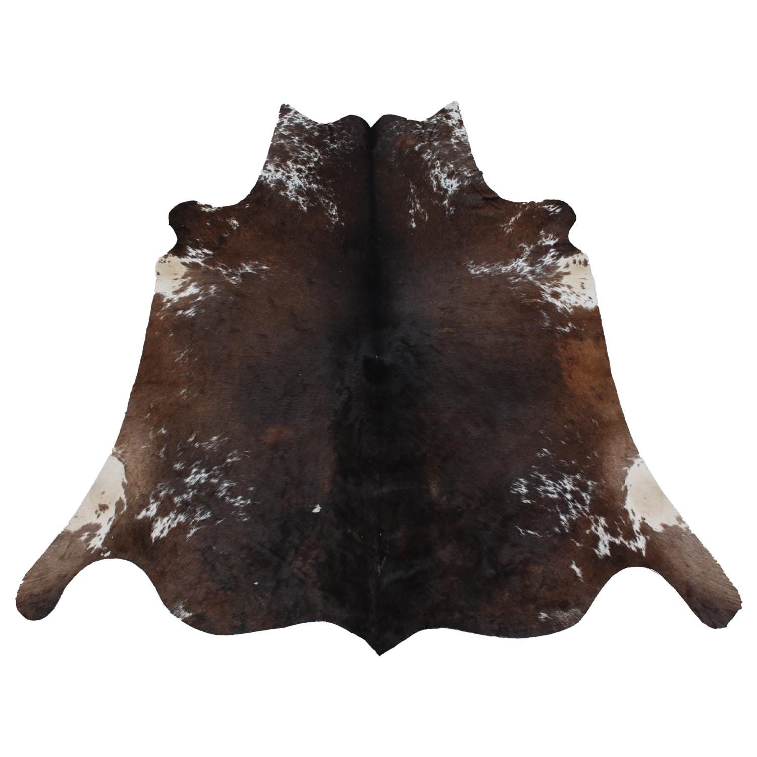 Luxurious Small Brown and White Cowhide Rug - Hypoallergenic, Non-Slip, Non-Shedding - Handcrafted Natural Hair Rug for Bedroom, Living Room