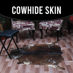 Luxurious Small Brown and White Cowhide Rug - Hypoallergenic, Non-Slip, Non-Shedding - Handcrafted Natural Hair Rug for Bedroom, Living Room