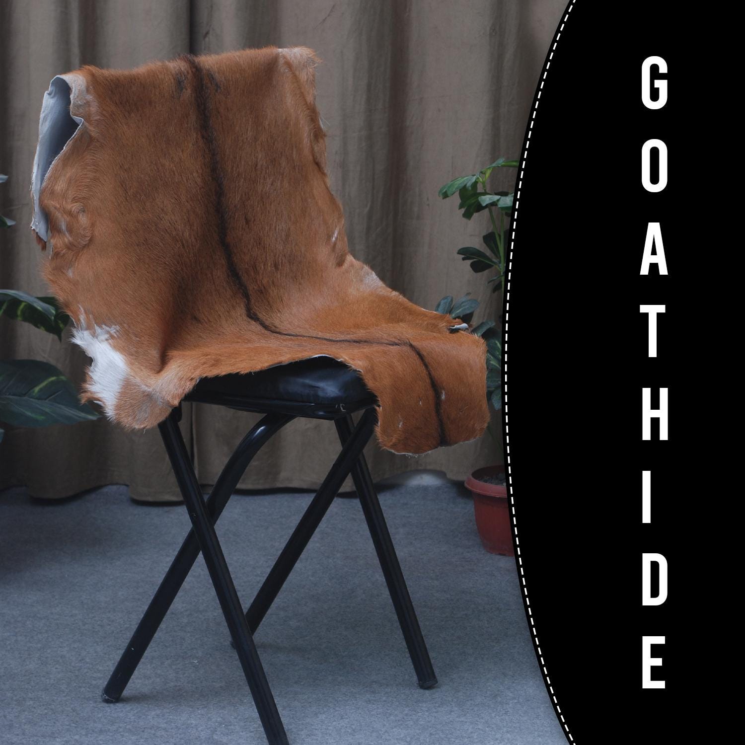 Premium Brown & White Goat Hide Rug - Luxury Hair-on Goatskin Rug, Sustainable - Eco-Friendly, Unique Patterns, Non-Slip Suede Back