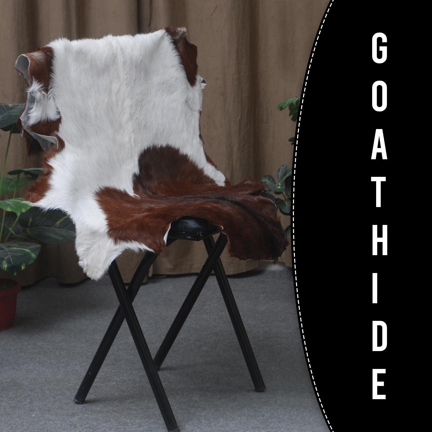 Luxury Brown and White Goat Hide Rug - Natural Premium Hair-On Goat Skin Rug - Handcrafted Eco-Friendly Home Decor