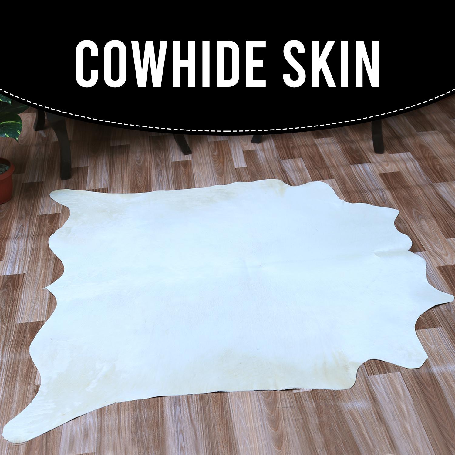 Luxurious Medium Brown & White Cowhide Rug - Hypoallergenic, Handcrafted, Durable, Unique Animal Pattern - Perfect for Living Room