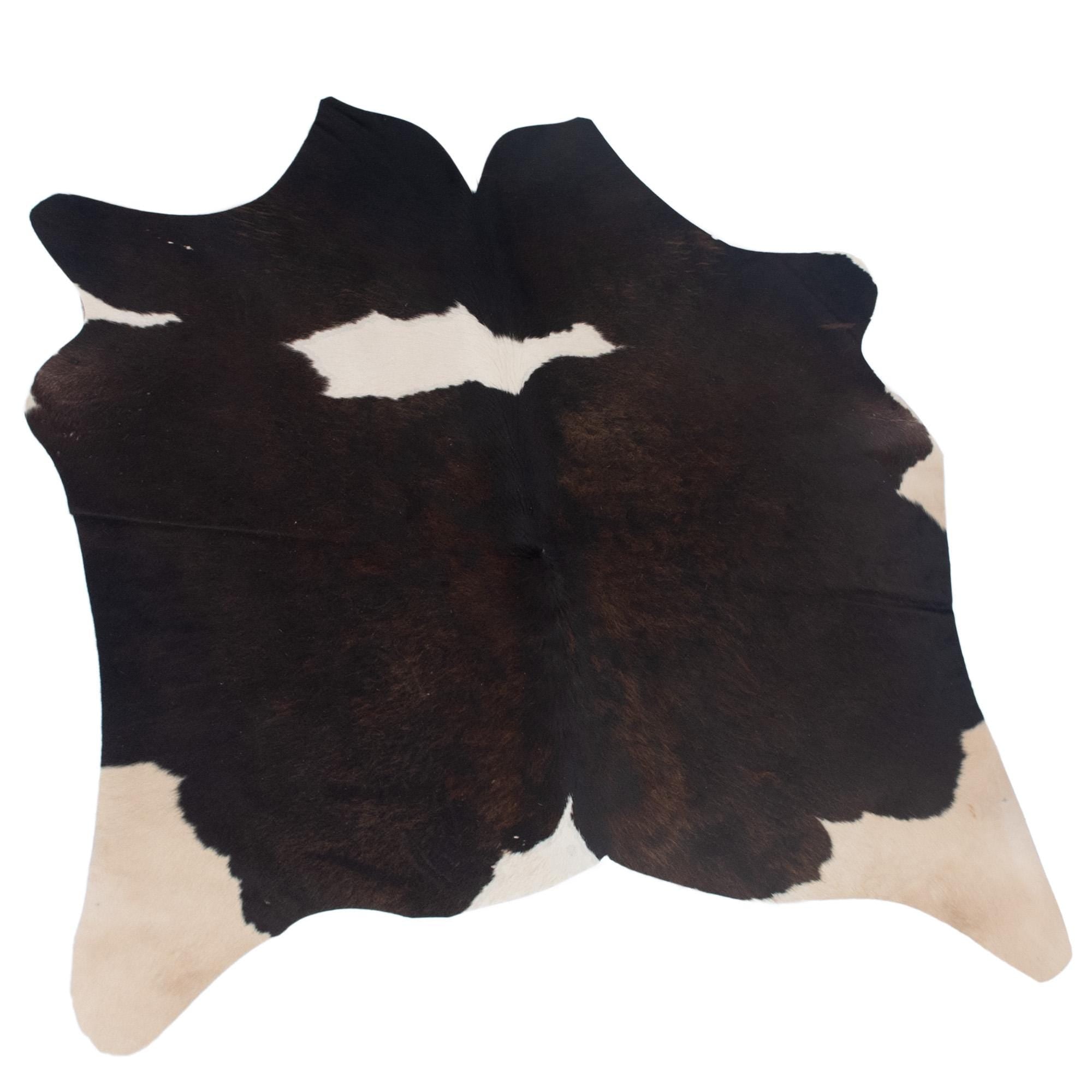 Luxurious Medium Cowhide Rug with Natural Dark Brown & White Hair - Hypoallergenic, Handcrafted, Durable, and Unique Beauty