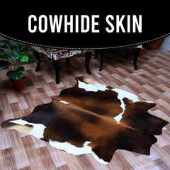 Luxury Dark Brown & White Cowhide Rug for Bedroom - Living Room - Hypoallergenic, Durable - Handcrafted - Medium Size