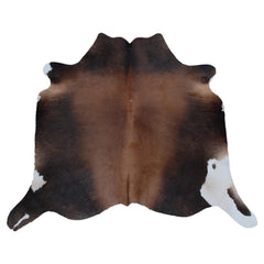 Luxurious Handcrafted Dark Brown & White Cowhide Rug with Hypoallergenic Properties - Non-Slip Suede Backing - Medium Size