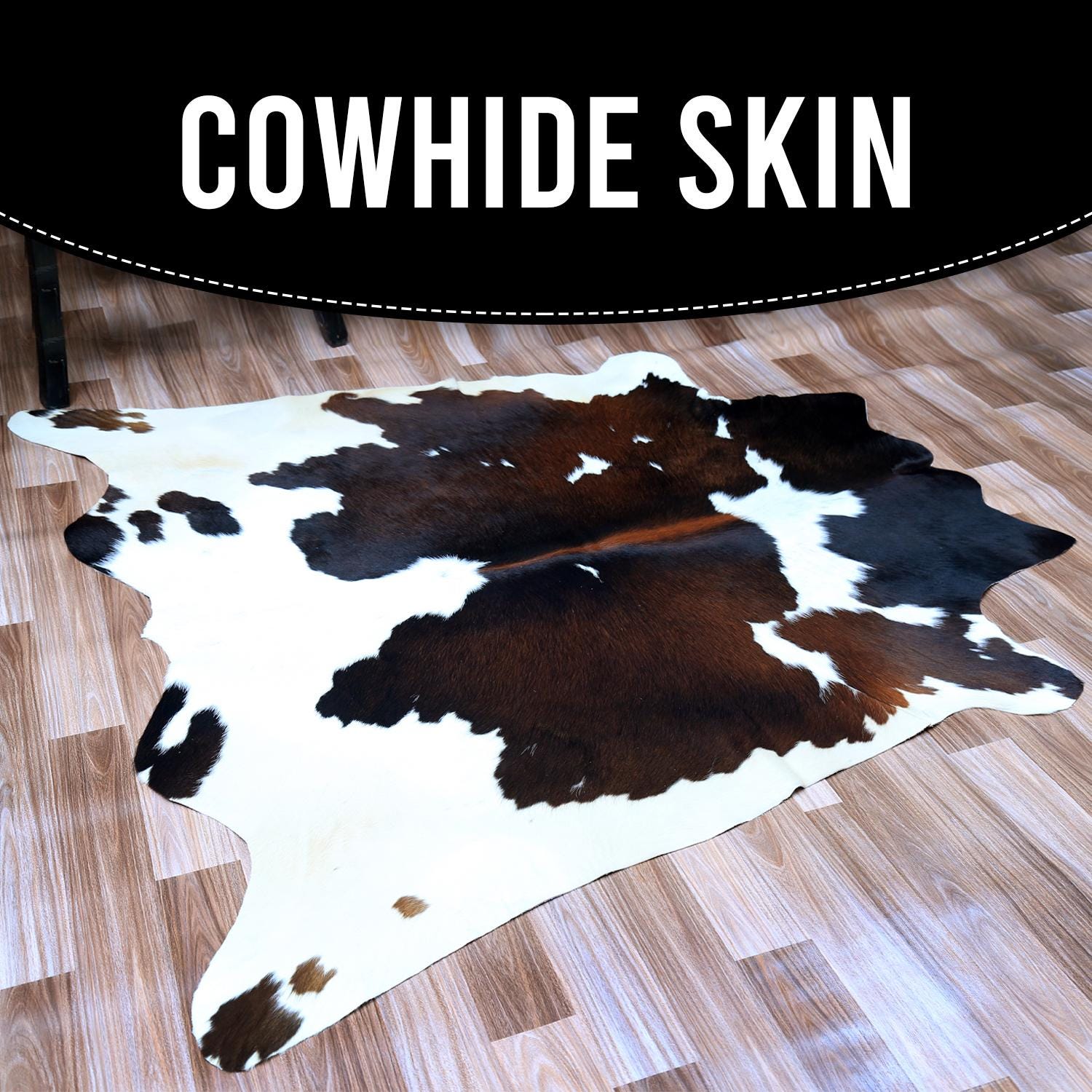 Luxurious Medium Cowhide Rug - Classic Brown and White Hair Rug for Bedroom/Living Room with Hypoallergenic Properties and Handcrafted