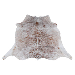Rustic Charm: Handcrafted Medium Cowhide Rug - Classic Brown and White Hair Rug for Bedroom/Living Room - Durable, Hypoallergenic,