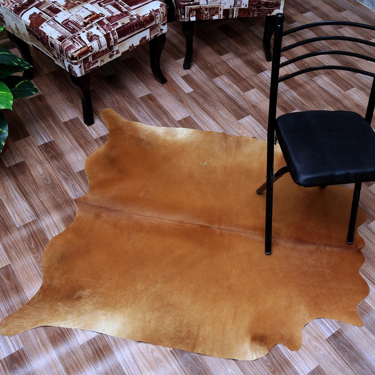 Luxurious Red & White Cowhide Rug - Handcrafted, Hypoallergenic, - Non-Slip for Elegant Home Décor