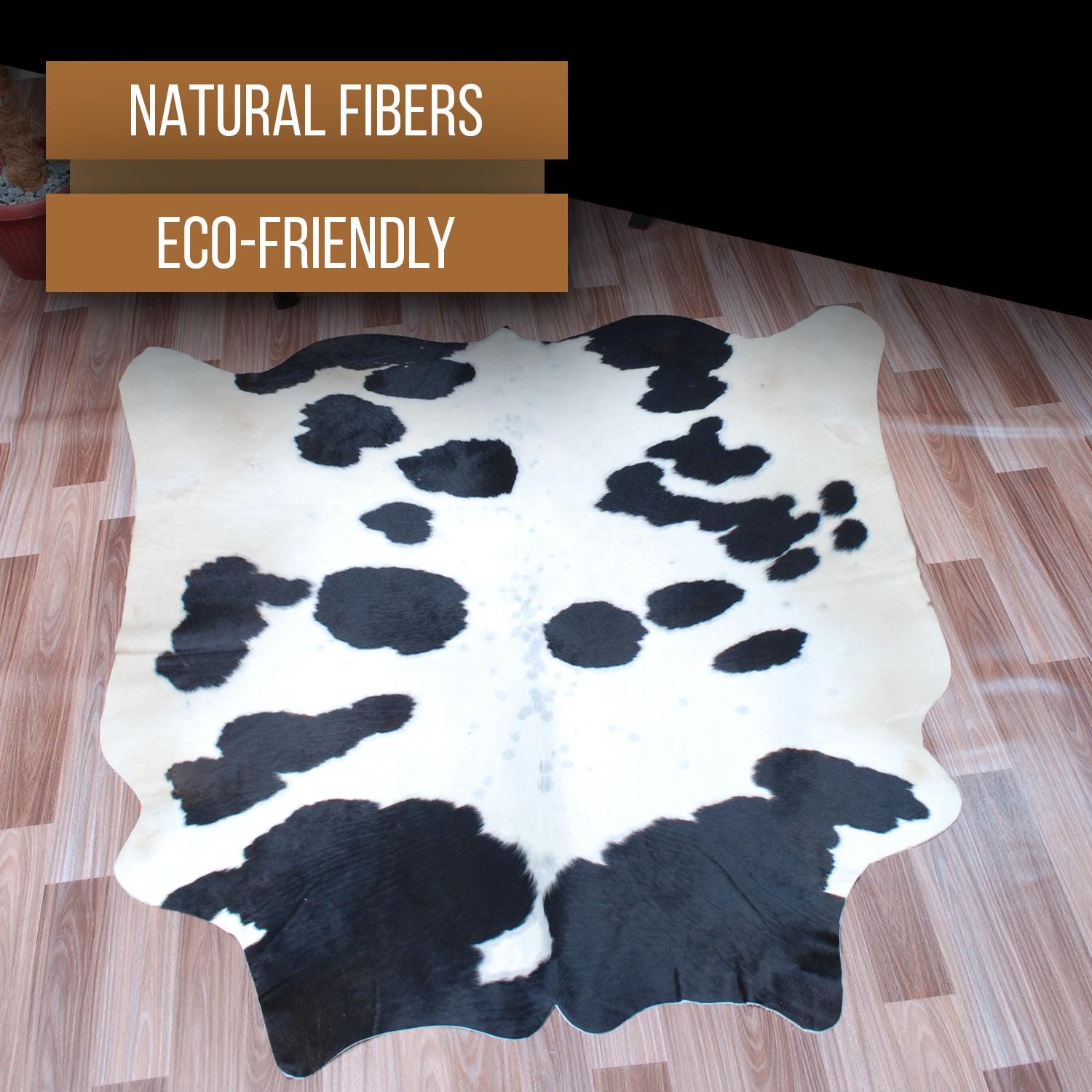 Luxury Black and White Cowhide Rug - Hypoallergenic, Non-Shedding, Handcrafted for Unique Natural Beauty - Small Size for Home Decor