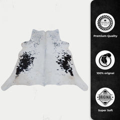 Luxury Black and White Cowhide Rug with Unique Natural Beauty and Hypoallergenic Properties
