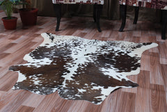 Luxurious Dark Brown & White Cowhide Rug - Small Animal Print Area Rug