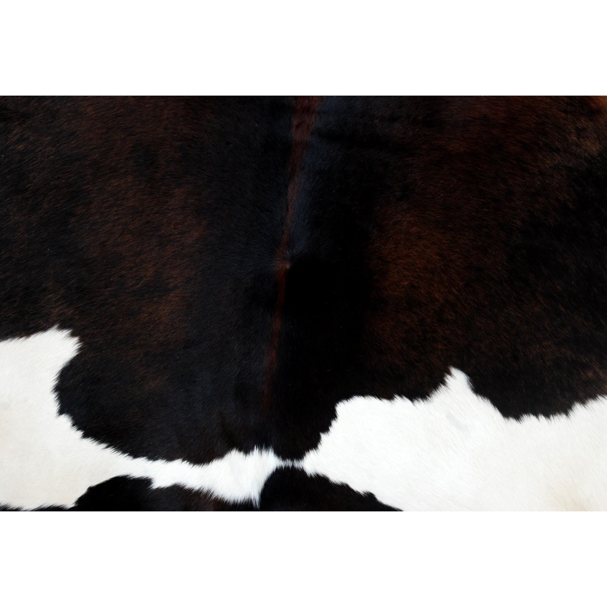 Exquisite Dark Brown and White Cowhide Rug for Elegant Living Room Decor - Small Size, Hypoallergenic, Non-Shedding, Free UK Shipping