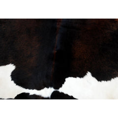 Exquisite Dark Brown and White Cowhide Rug for Elegant Living Room Decor - Small Size, Hypoallergenic, Non-Shedding, Free UK Shipping