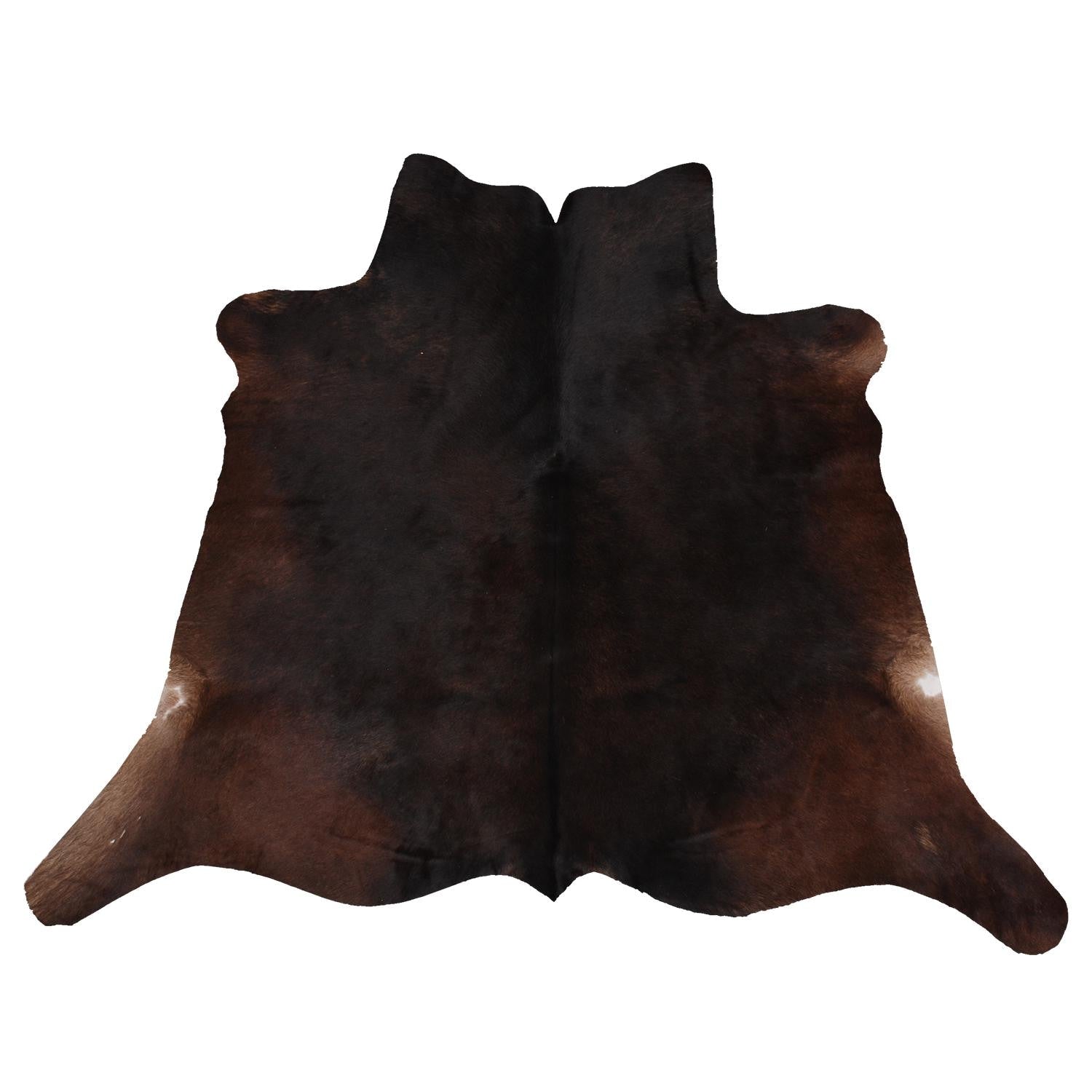 Stunning Dark Brown and White Cowhide Rug - Handcrafted Hypoallergenic Rug with Non-Slip Suede Backing - Luxurious and Practical Living Room