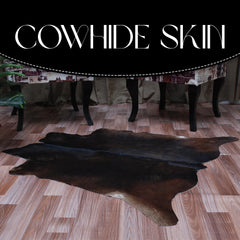 Stunning Dark Brown and White Cowhide Rug - Handcrafted Hypoallergenic Rug with Non-Slip Suede Backing - Luxurious and Practical Living Room