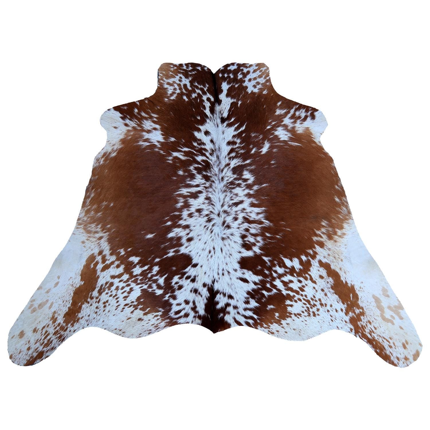 Luxury Brown White Cowhide Rug | Hypoallergenic Non Slippery | Handcrafted Natural Hide | Unique & Versatile Area Rug | Free UK Shipping