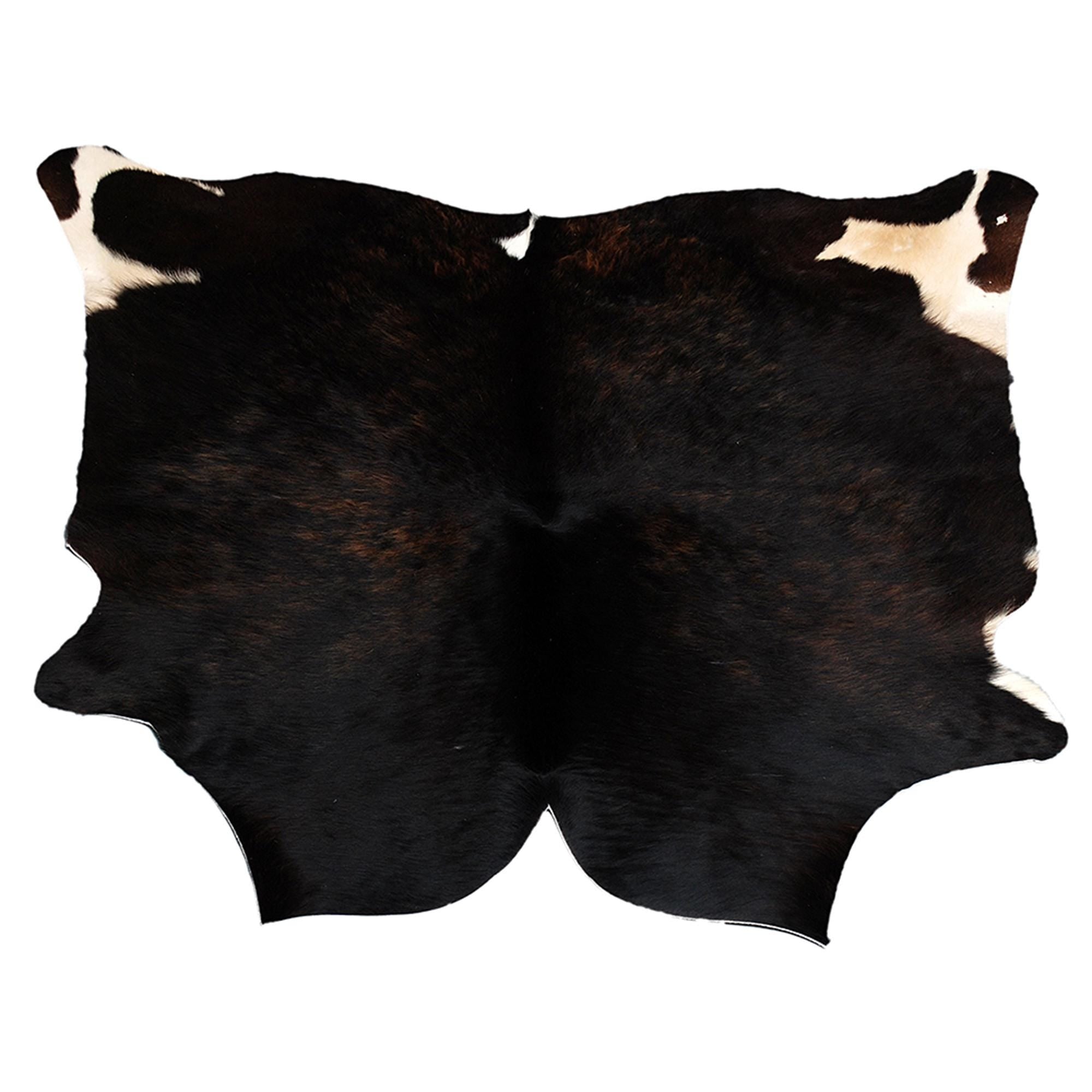 Dark Brown and White Cowhide Rug - Small Animal Print, Hypoallergenic, Non-Slip Suede Back, Handcrafted from Premium Hides - Free UK