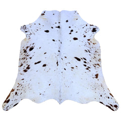 Luxury Hypoallergenic Natural Cowhide Rug with Non-Slip Suede Back - Brown & White Hair Small Area Rug for Home Decor - Handcrafted Premium