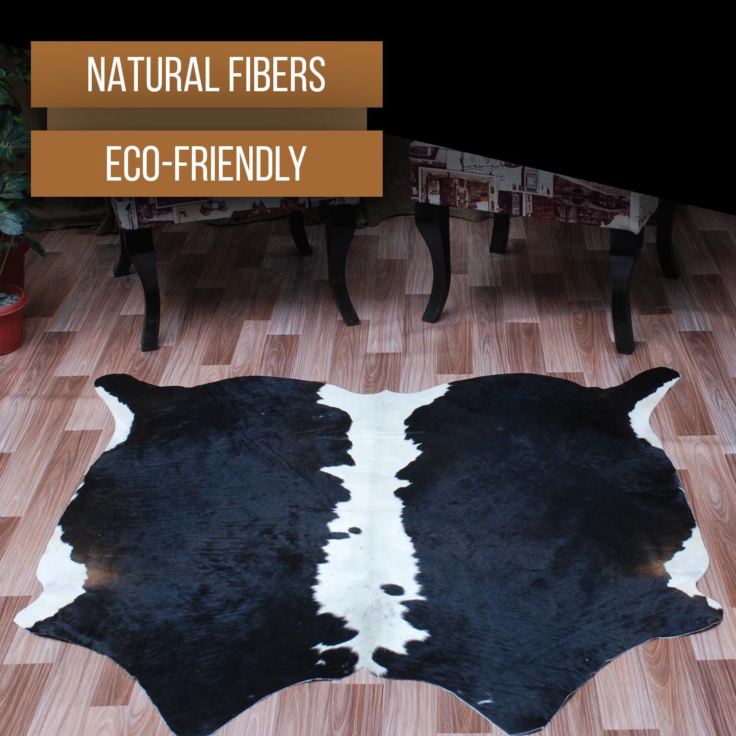 Luxurious Dark Brown & White Cowhide Rug | Hypoallergenic, Non-Slip, Non-Shedding | Handcrafted Premium Hide | Small 10-15 sq ft | Free UK