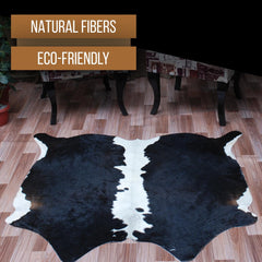 Luxurious Dark Brown & White Cowhide Rug | Hypoallergenic, Non-Slip, Non-Shedding | Handcrafted Premium Hide | Small 10-15 sq ft | Free UK