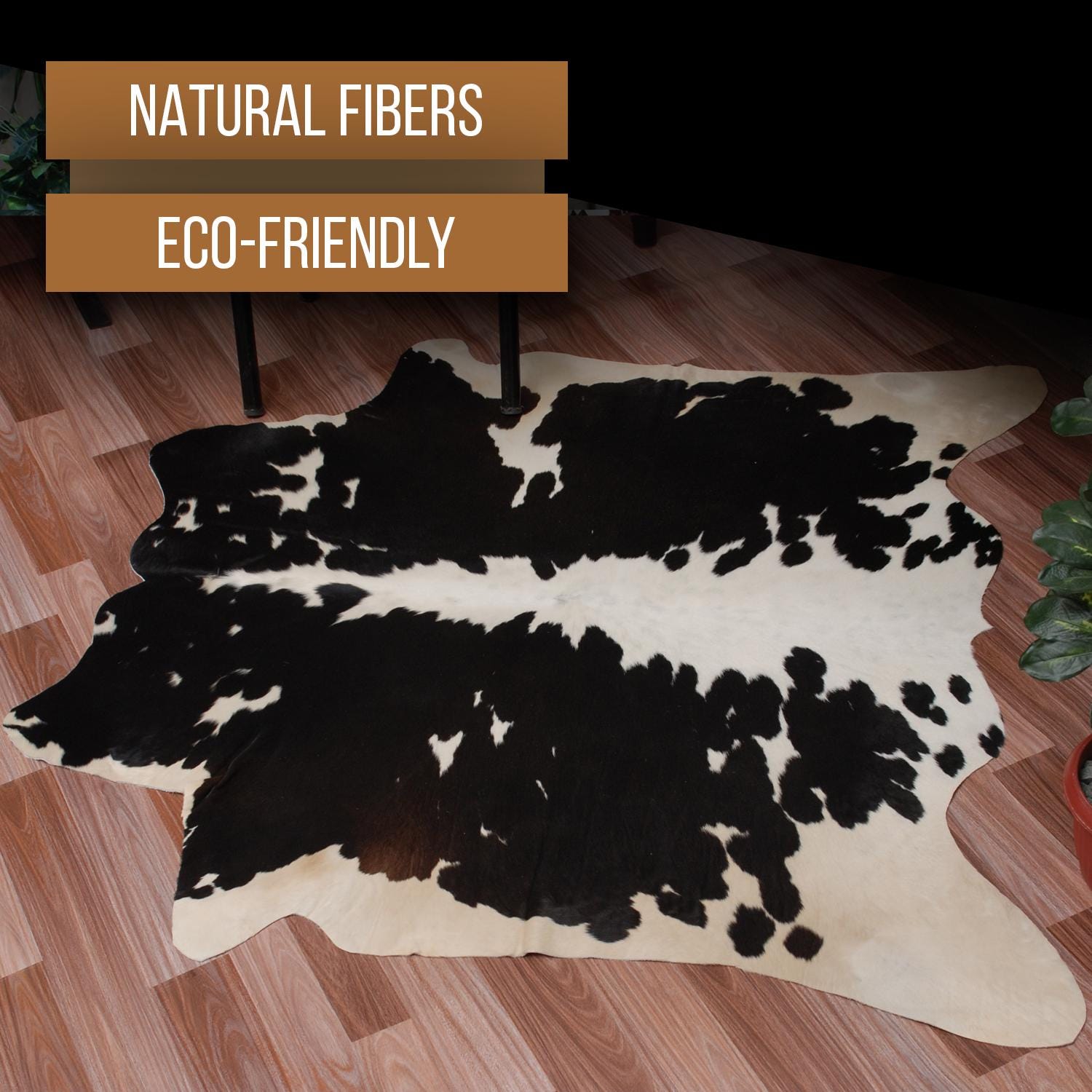 Luxurious Medium Black and White Cowhide Rug - Hypoallergenic, Handcrafted, and Durable for Modern Home Decor