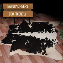Luxurious Medium Black and White Cowhide Rug - Hypoallergenic, Handcrafted, and Durable for Modern Home Decor