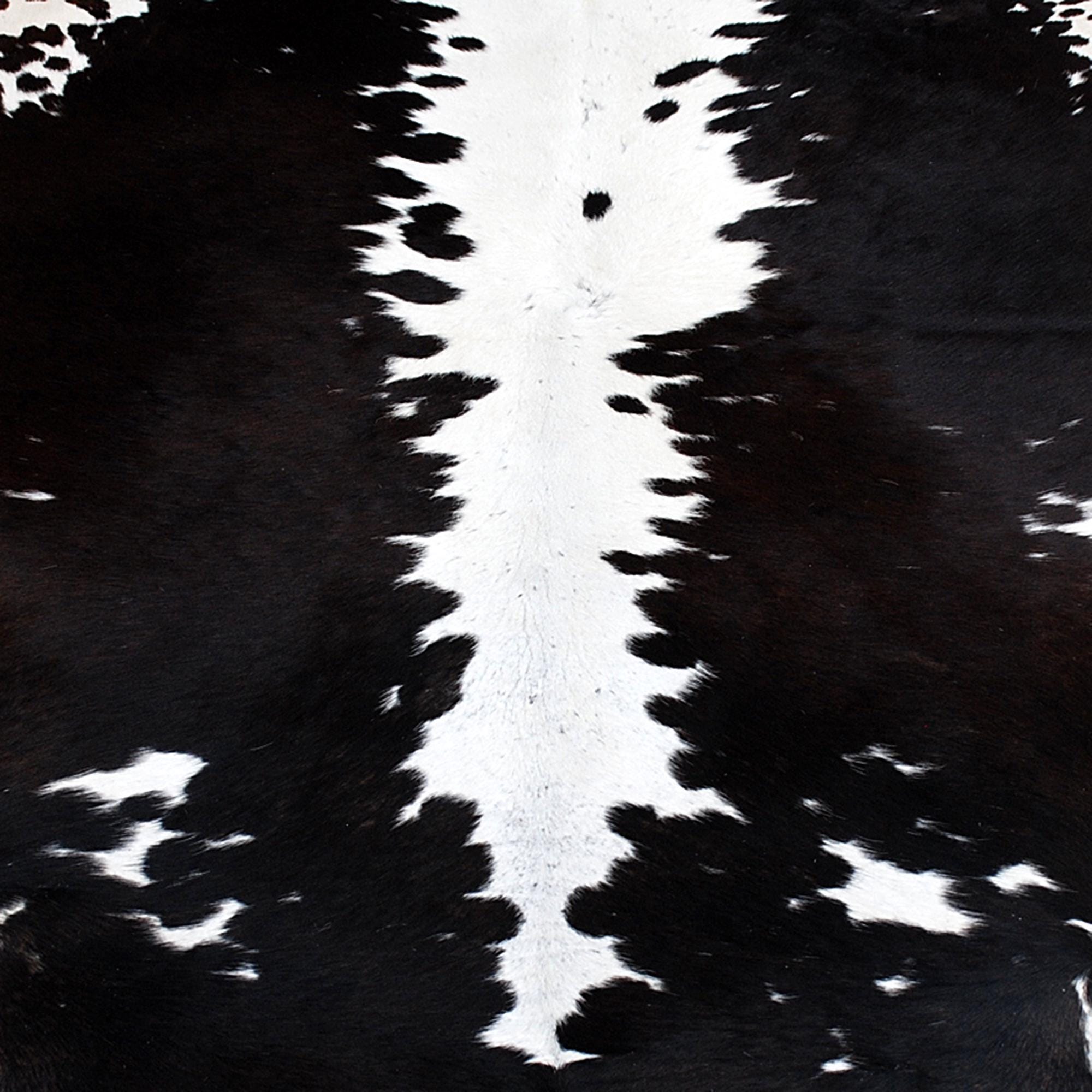 Luxury Dark Brown & White Cowhide Rug - Hypoallergenic, Non-Slip Backing, Handcrafted Medium Cow Skin Rug for Modern Home Decor