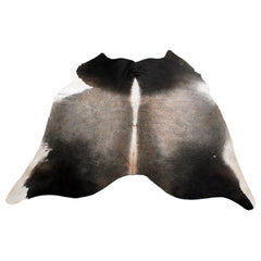 Luxury Dark Brown and White Cow Hide Rug - Medium Size, Hypoallergenic, Non-Shedding, Handcrafted, Durable, Unique Natural Beauty