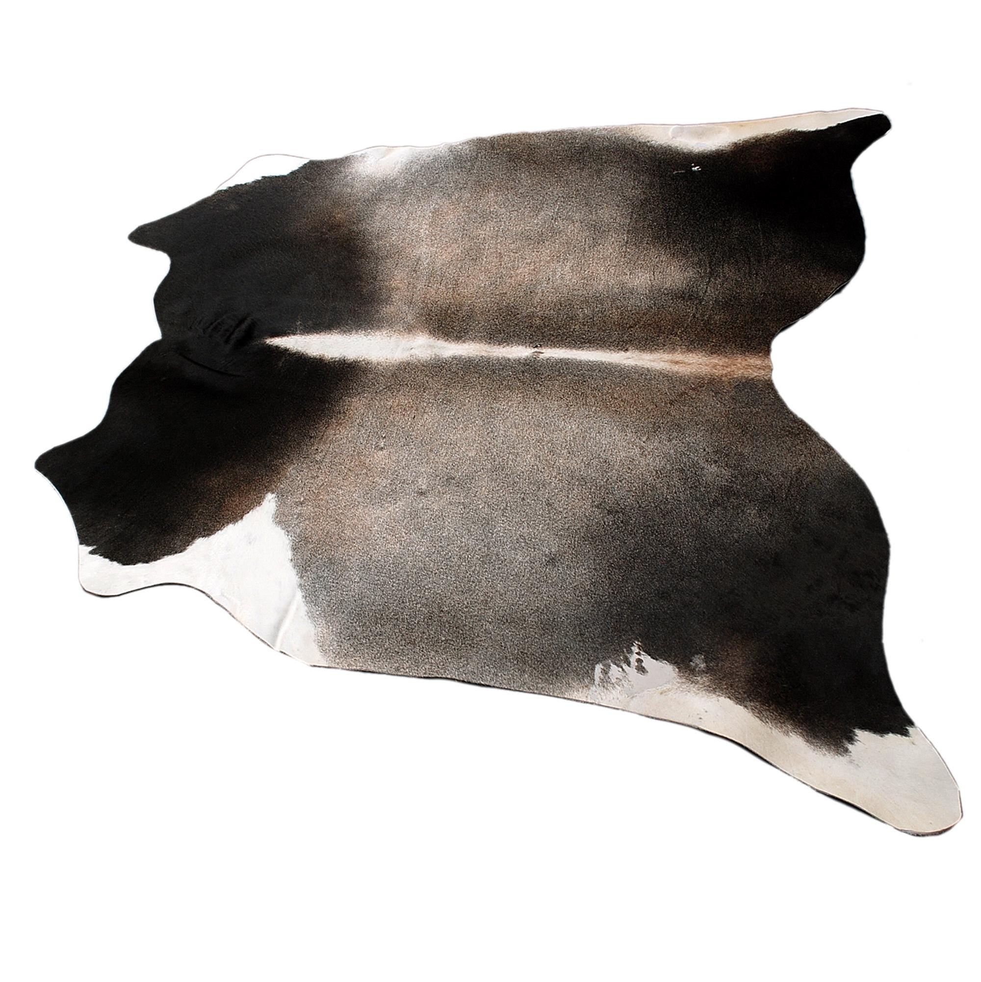 Luxury Dark Brown and White Cow Hide Rug - Medium Size, Hypoallergenic, Non-Shedding, Handcrafted, Durable, Unique Natural Beauty