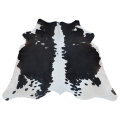 Luxurious Natural Dark Brown & White Cowhide Rug Small Area Animal Print Non Slippery Suede Back Non Shedding Hypoallergenic