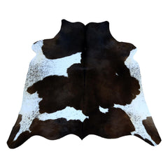 Luxurious Dark Brown and White Cowhide Rug - Hypoallergenic Animal Print Area Rug with Non-Slip Suede Back - Handcrafted Premium Hide Rug