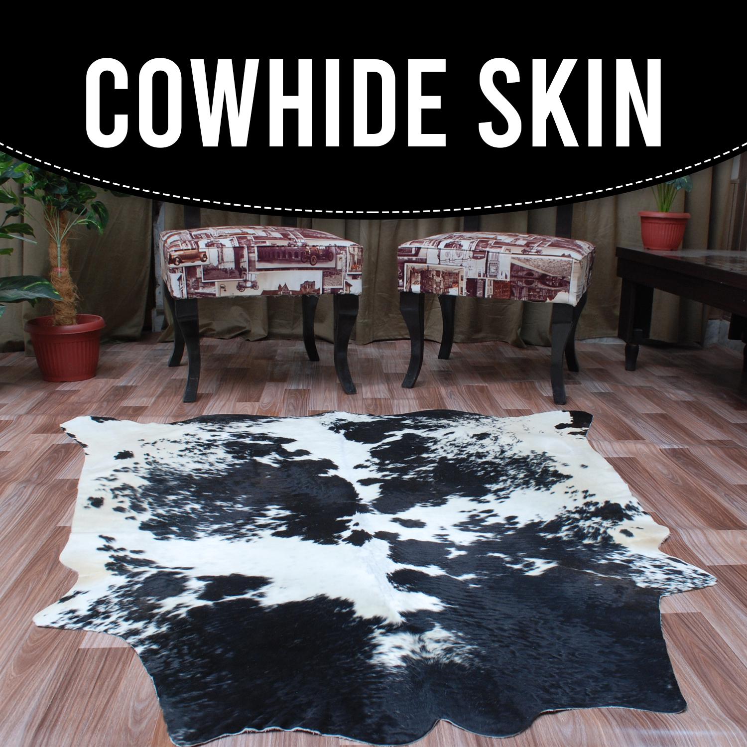 Luxury Brown & White Cowhide Rug - Hypoallergenic, Non-Slip, Non-Shedding, Perfect for Upholstery - Free Shipping Across UK!