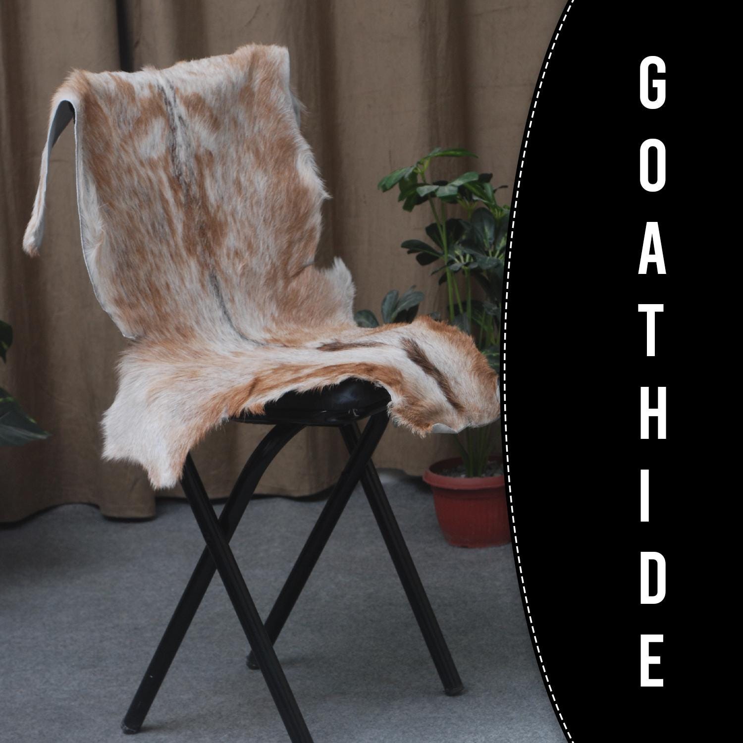 Luxury Brown and White Goat hide Rug - Premium Handcrafted Hair-on Leather Rug - Natural, Eco-Friendly, Hypoallergenic - Unique Patterns