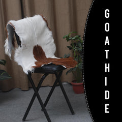 Luxurious Brown and White Premium Goat Hide Hair-on Rug - Handpicked, Handcrafted, and Eco-Friendly Sheepskin Rug for Home Décor