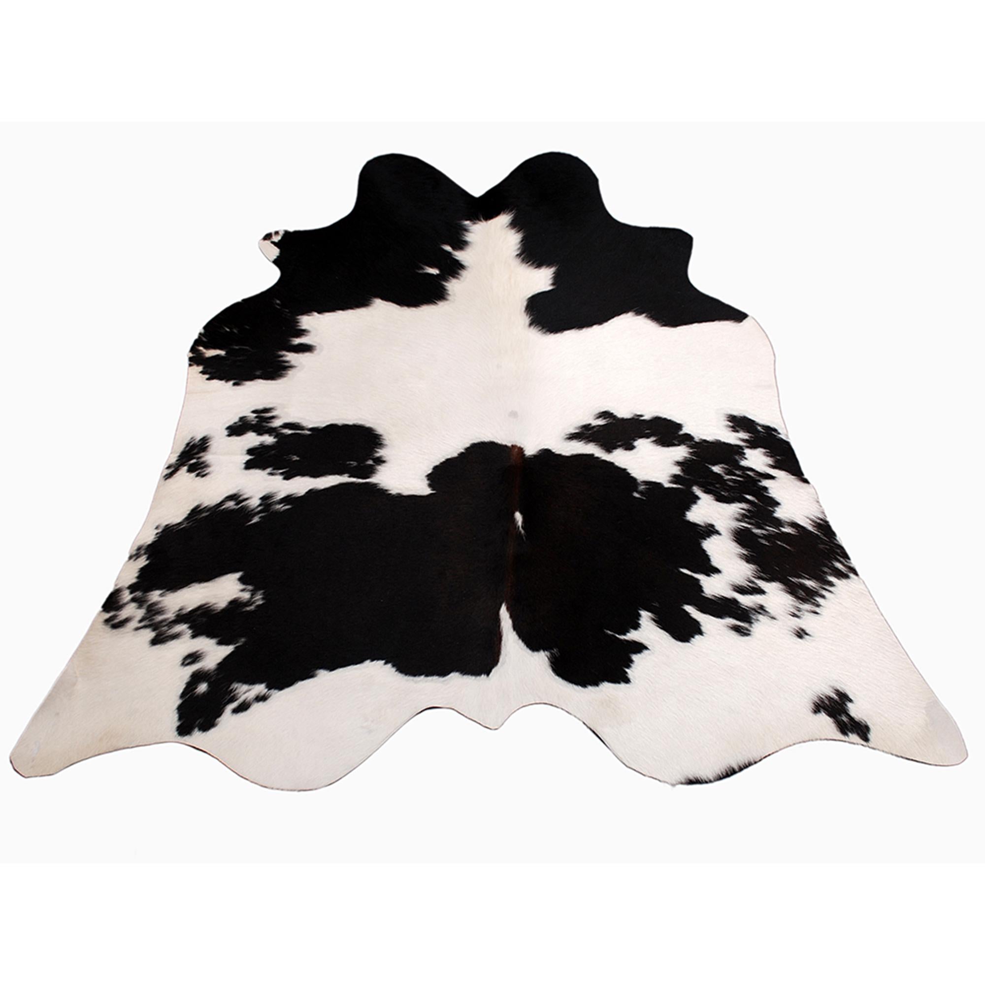 Luxurious Black and White Cowhide Rug with Hypoallergenic, Non-Slip Suede Back - Large Size - Free Shipping - Top Quality