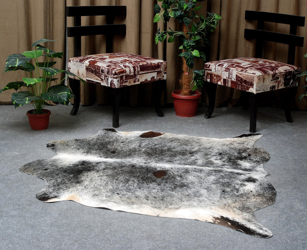 Luxury Black & Grey Cowhide Rug - Hypoallergenic Non-Slippery Non-Shedding Large Carpet for Bedroom Living Room - Free Shipping in UK - Celestial Leather Limited