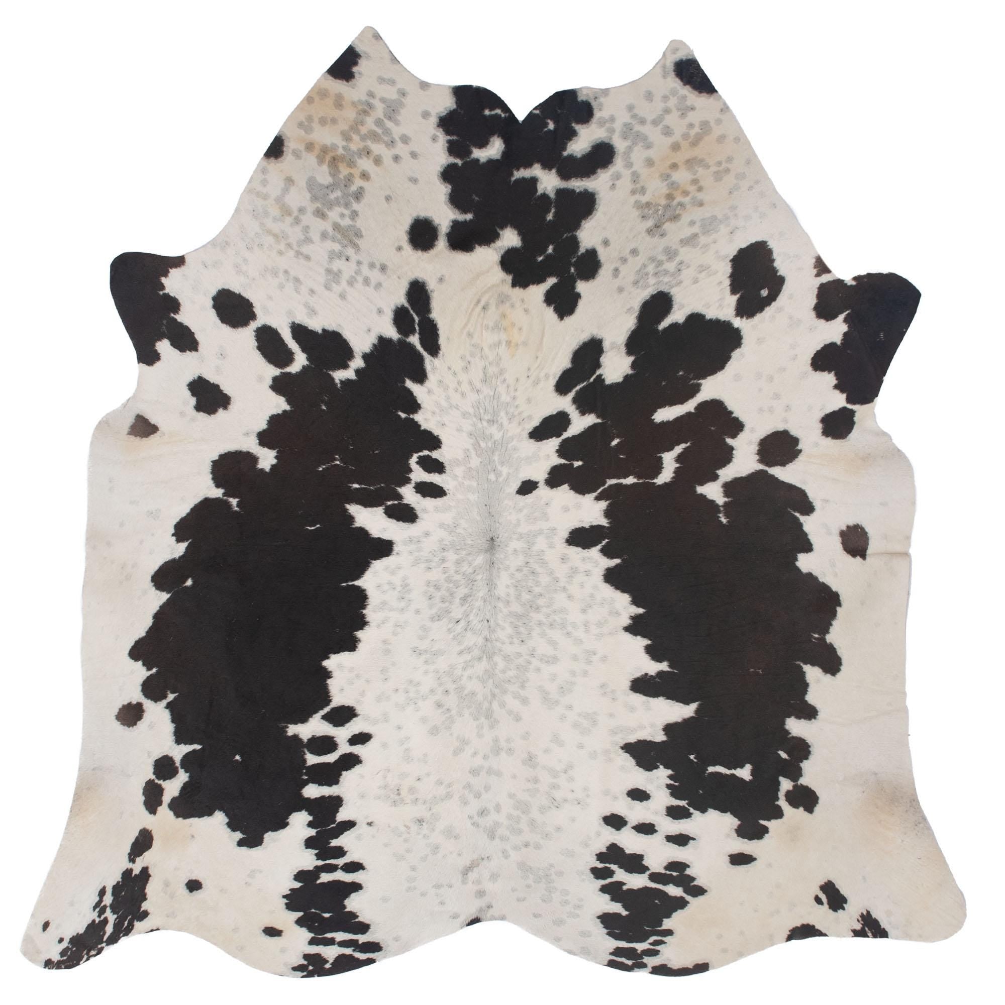 Luxury Brown & White Cowhide Rug for Elegant Home Decor - Large Size, Hypoallergenic - Non-Slip Backing - Top Quality Natural Cow Skin