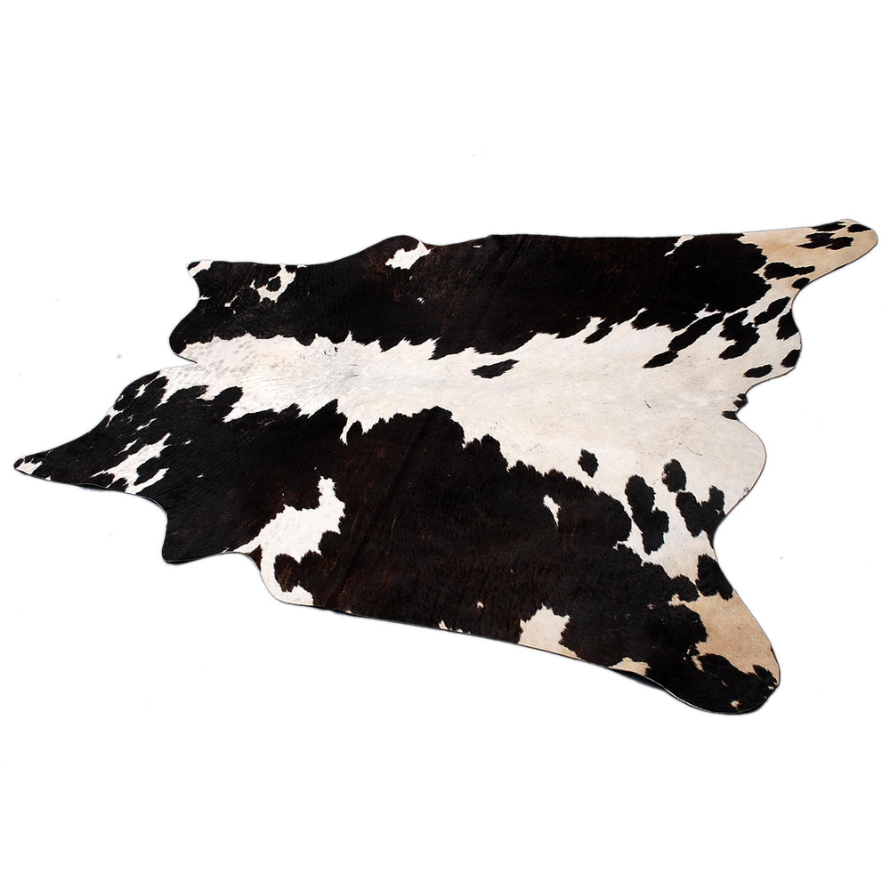 Luxurious Large Black & White Cowhide Rug with Natural Hair for Stylish Home Decor - Allergen-Free Living - Celestial Leather Limited