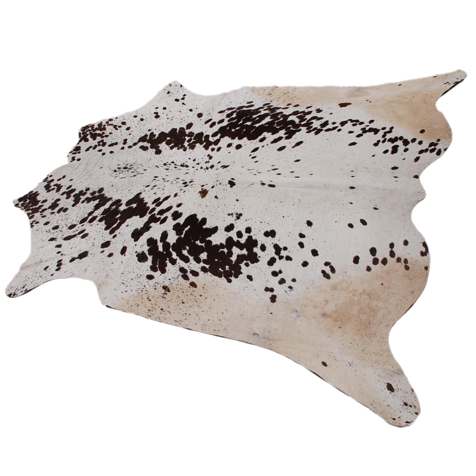 Stunning Dark Brown & White Large Cowhide Rug with Hypoallergenic Suede Back - Luxurious Natural Hair Centerpiece for Lounge - Free UK