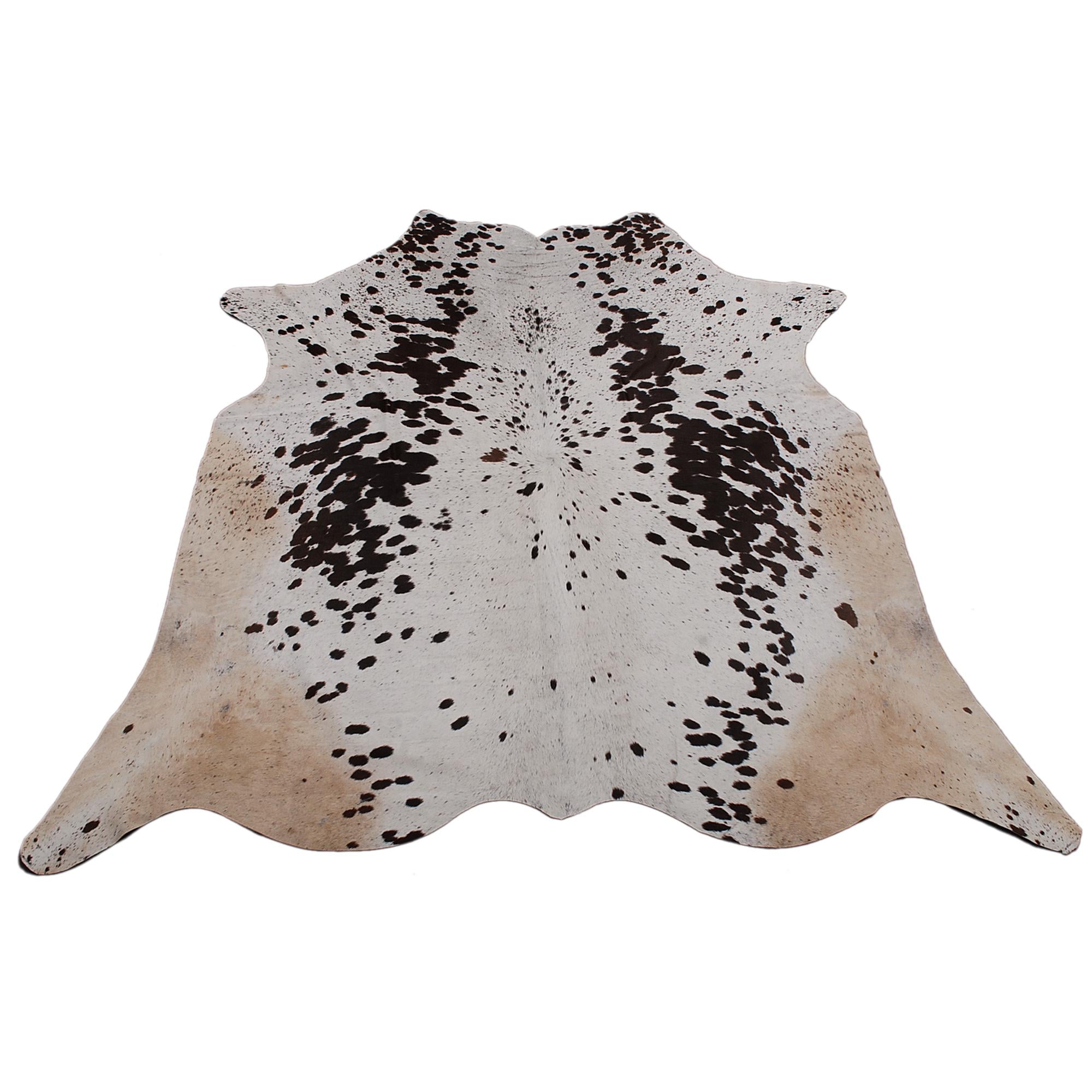Stunning Dark Brown & White Large Cowhide Rug with Hypoallergenic Suede Back - Luxurious Natural Hair Centerpiece for Lounge - Free UK