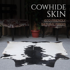 Sophisticated Black & White Cowhide Rug - Hypoallergenic - Non-Slip Large Animal Print Carpet for Home Decor - Unique Hand-Selected Design - Celestial Leather Limited
