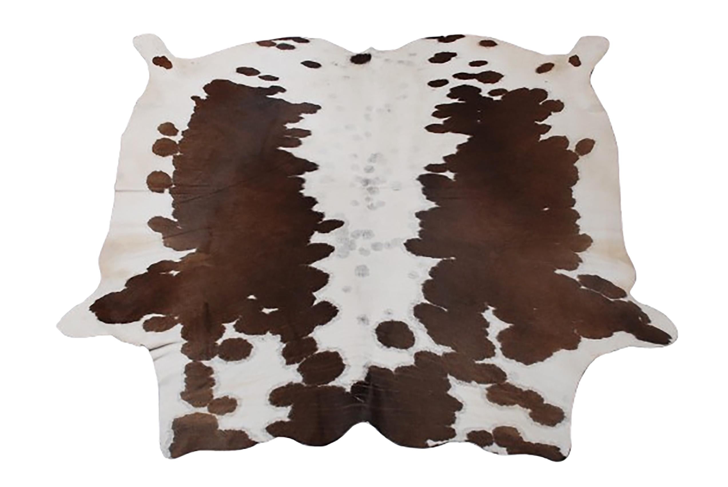 Luxury Brown and White Cowhide Rug for Elegant Home Decor - Large Size - Hypoallergenic - Non-Slip Suede Back - Non-Shedding - Free Shipping - Celestial Leather Limited