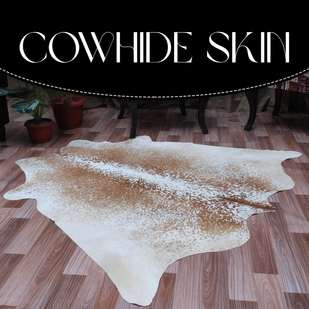 Luxury Brown & White Cowhide Rug for Elegant Home Decor - Hypoallergenic, Non-Slip, Non-Shedding - Perfect for Upholstery - Area Rugs - Free - Celestial Leather Limited