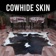 Luxurious Brown & White Cowhide Rug - Hypoallergenic, Non-Slip, Non-Shedding - Large Area Rug with Soft Natural Hair - Free Shipping!