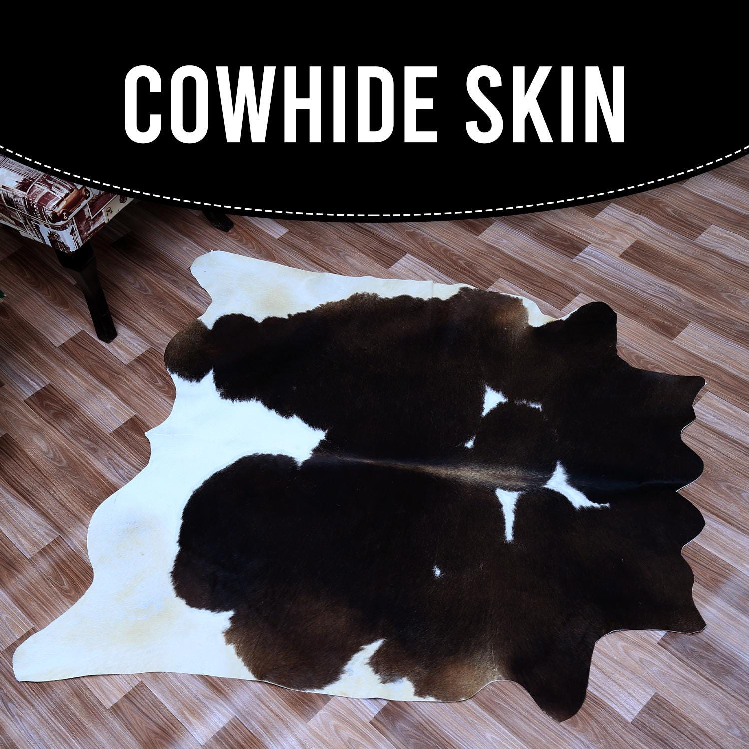 Luxurious Large Brown & White Cowhide Rug | Hypoallergenic - Non-Slippery | Soft Hair Beautiful Animal Pattern | Durable - Versatile | Free - Celestial Leather Limited