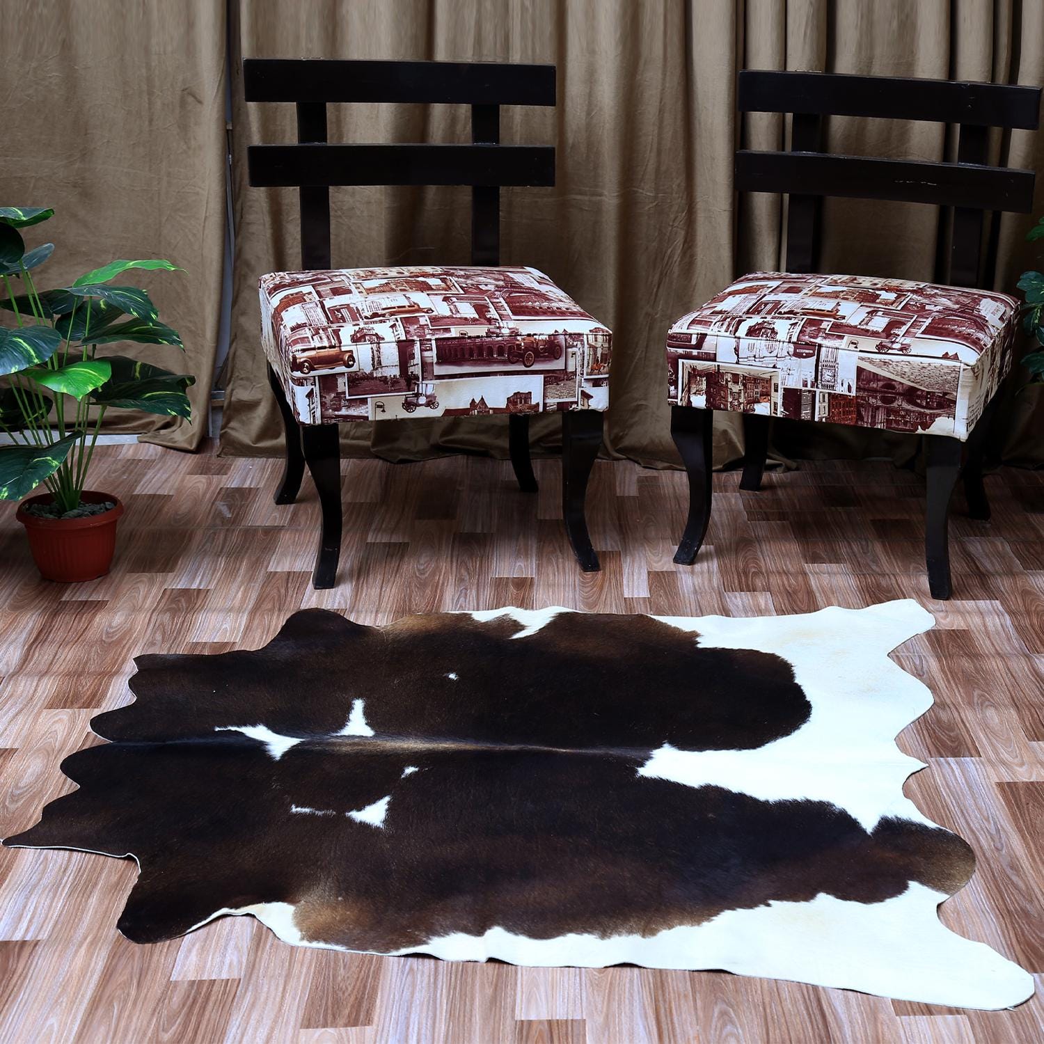 Luxurious Large Brown & White Cowhide Rug | Hypoallergenic - Non-Slippery | Soft Hair Beautiful Animal Pattern | Durable - Versatile | Free - Celestial Leather Limited