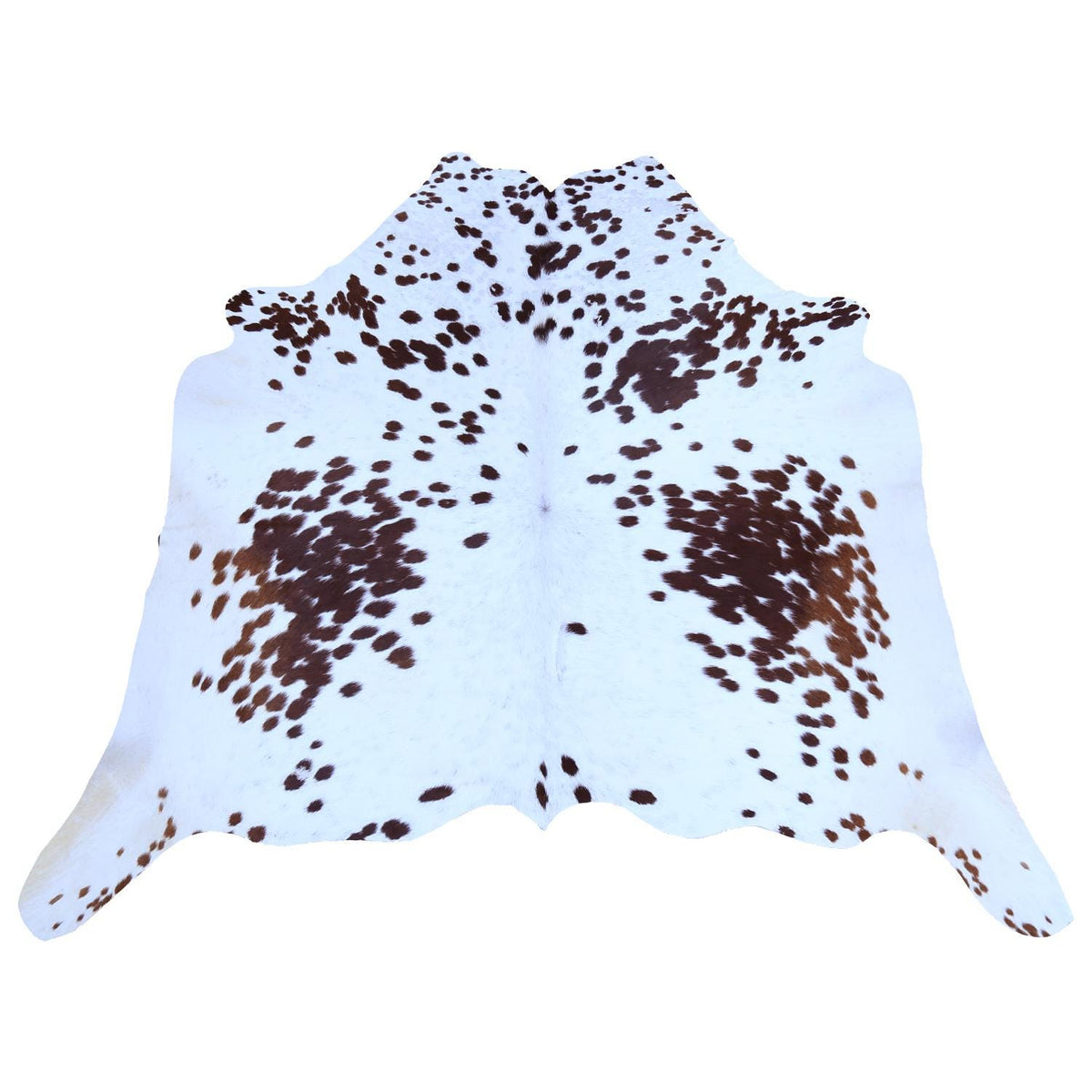 Luxury Hypoallergenic Brown & White Cowhide Rug with Non-Slip Suede Back - Large Size, Natural Hair - Radiant Sheen - Perfect for Home Decor - Celestial Leather Limited