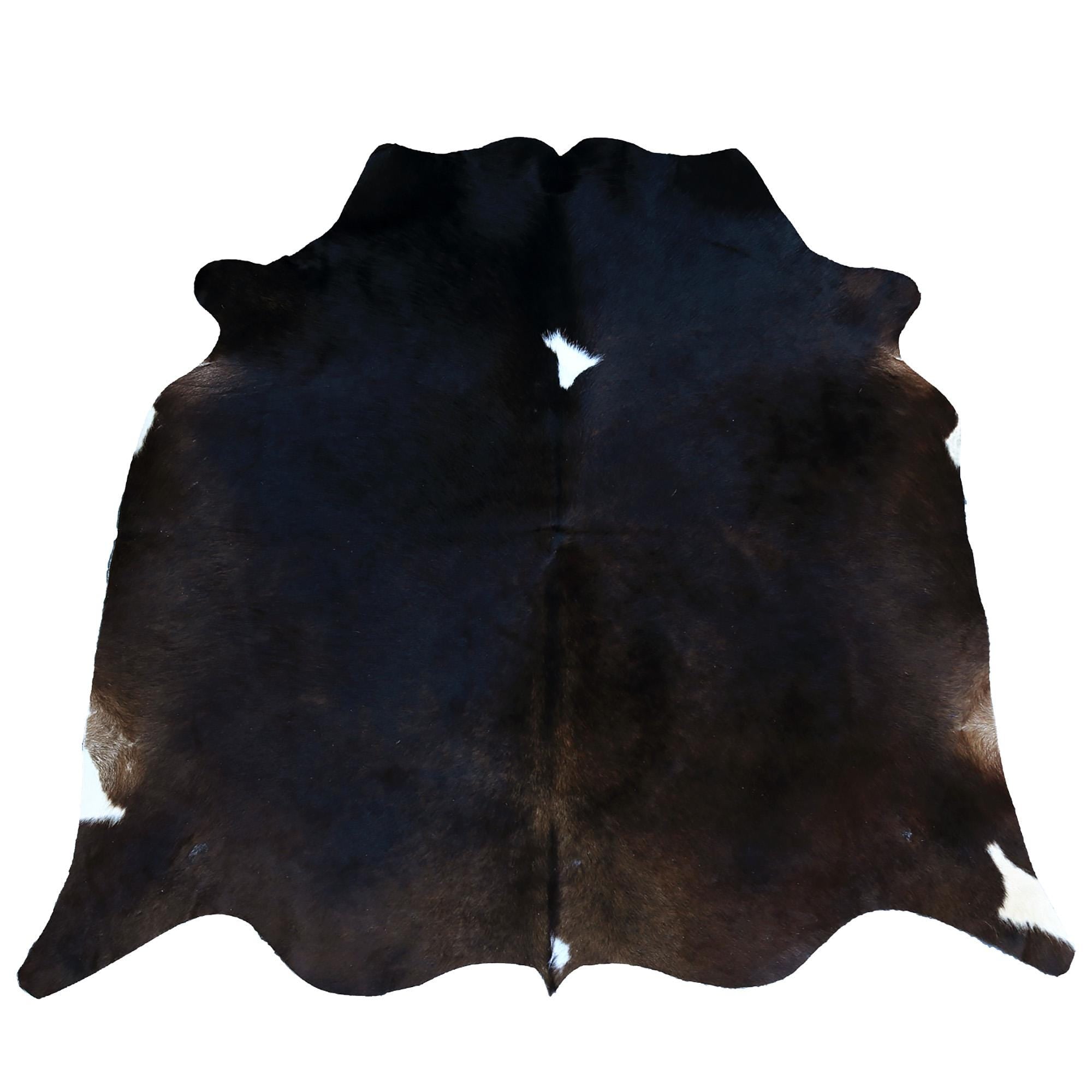 Handcrafted Dark Brown & White Cowhide Rug | Hypoallergenic - Non-Slip | Medium Size | Rustic Charm for Modern Home Decor