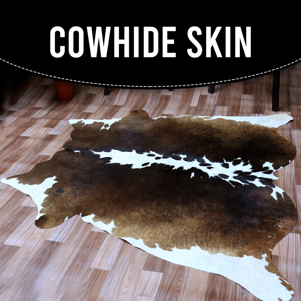 Luxurious Dark Brown & White Cowhide Rug - Hypoallergenic, Non-Slip Suede Back, Non-Shedding, Large Size, Handselected Premium Hides, Free - Celestial Leather Limited